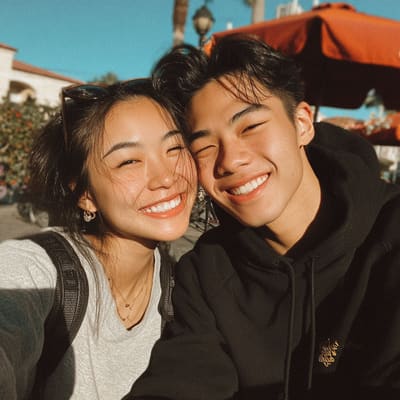 Selfie with a partner outdoors